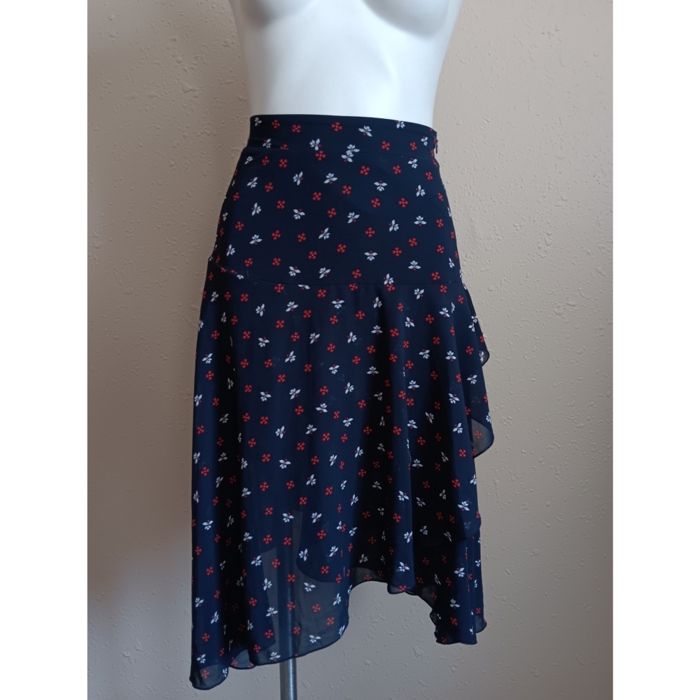 H&M Navy Asymmetrical Floral Skirt